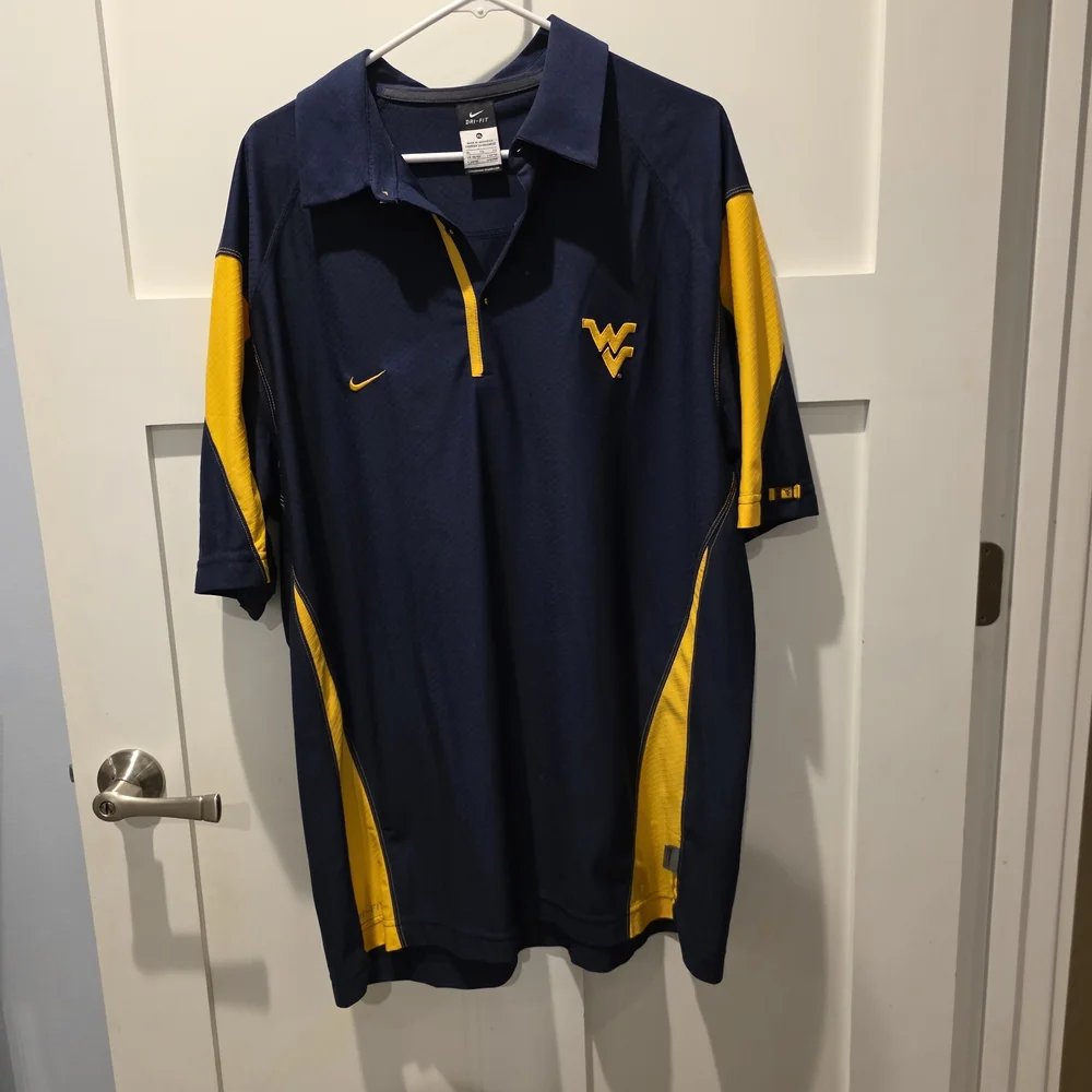 Nike WVU West Virginia University Dri-Fit Men Polo Shirt Mountaineers Football - Picture 1 of 10